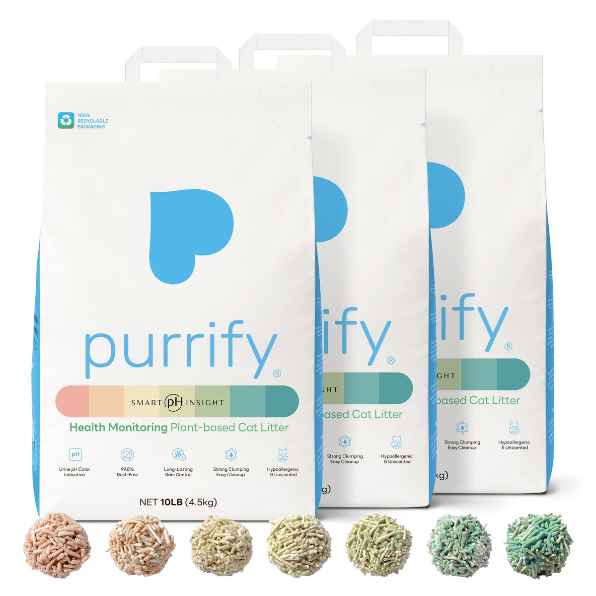 purrify Plant-Based Clumping Cat Litter with Smart pH Indicator