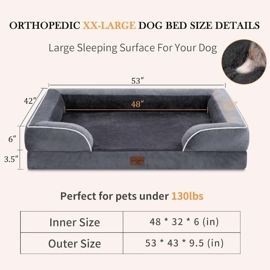 Waterproof Orthopedic Foam Dog Bed, Extra Large, Dark Grey