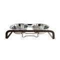 Raised Dining + On-the-Go Water Set: Rustic 16oz Feeding Station + Travel Water Bottle