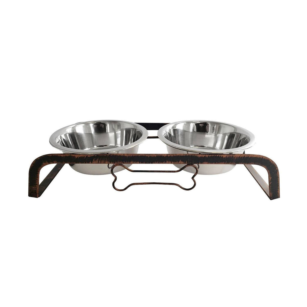 Raised Dining + On-the-Go Water Set: Rustic 16oz Feeding Station + Travel Water Bottle