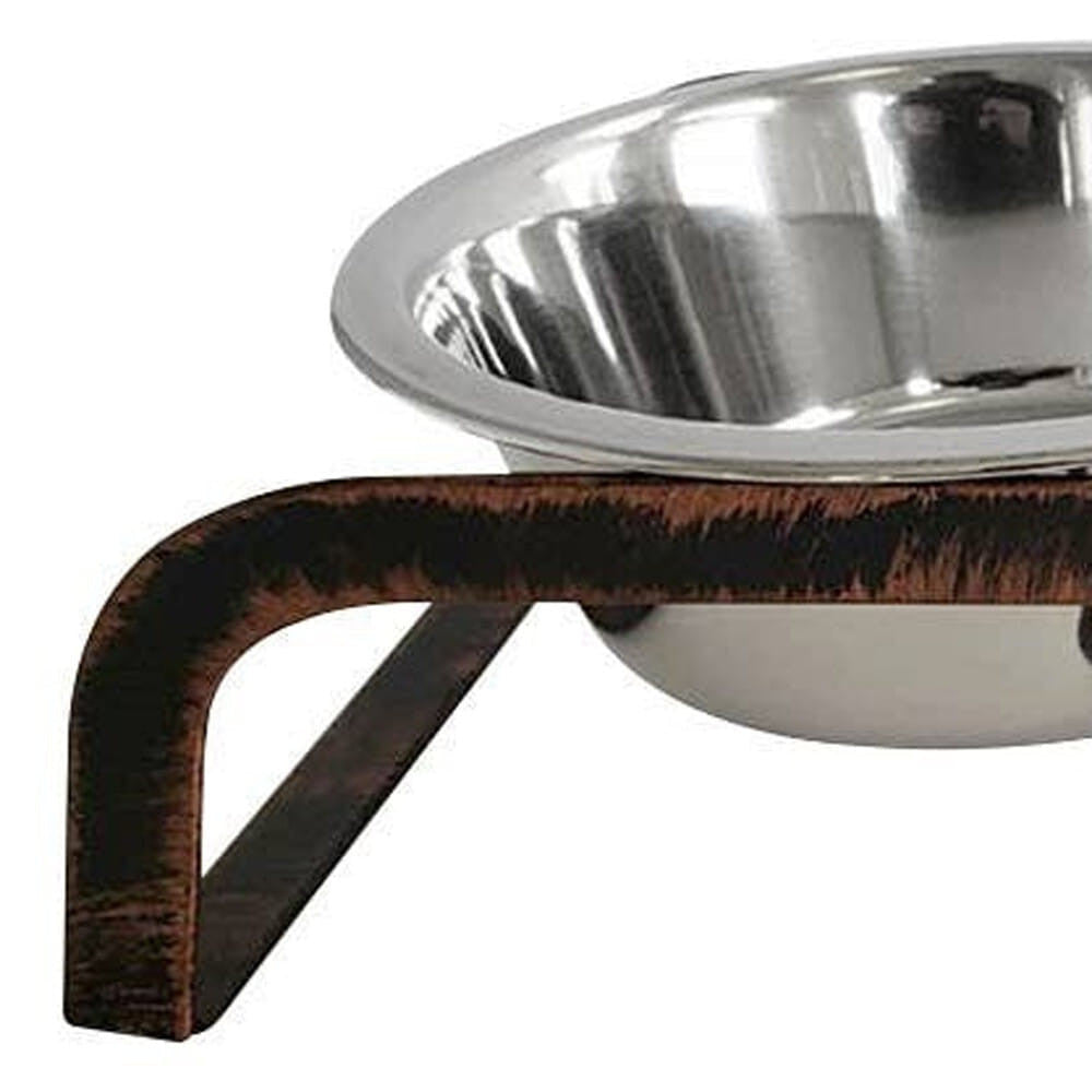 Raised Dining + On-the-Go Water Set: Rustic 16oz Feeding Station + Travel Water Bottle