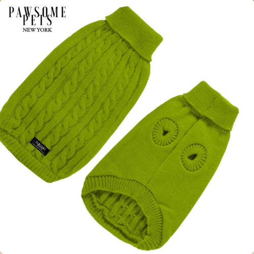 Cable Knit Dog & Cat Sweater, Avocado