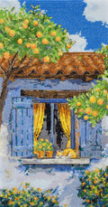 Mediterranean Reverie Window Cat Counted Cross-Stitch Kit by Abris Art AH-291