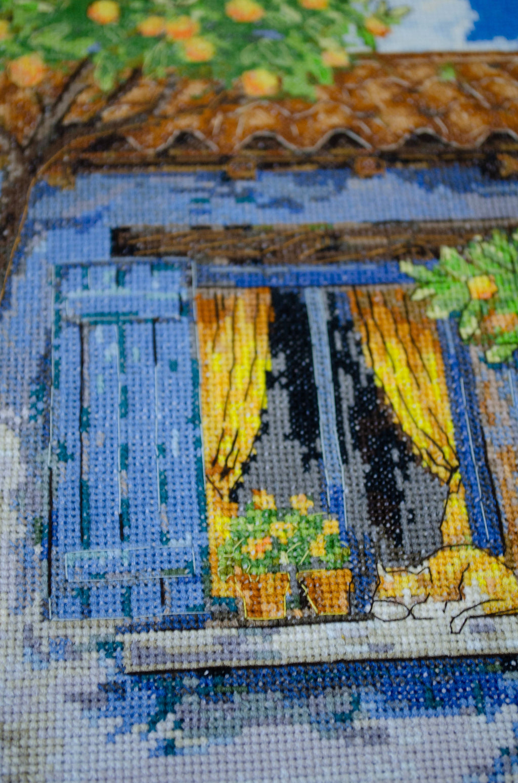 Mediterranean Reverie Window Cat Counted Cross-Stitch Kit by Abris Art AH-291