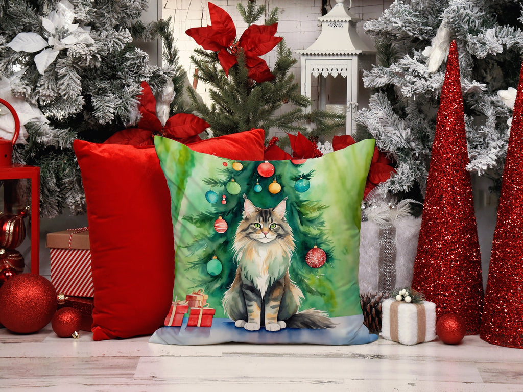 Maine Coon Cat Christmas Throw Pillow - photo 2