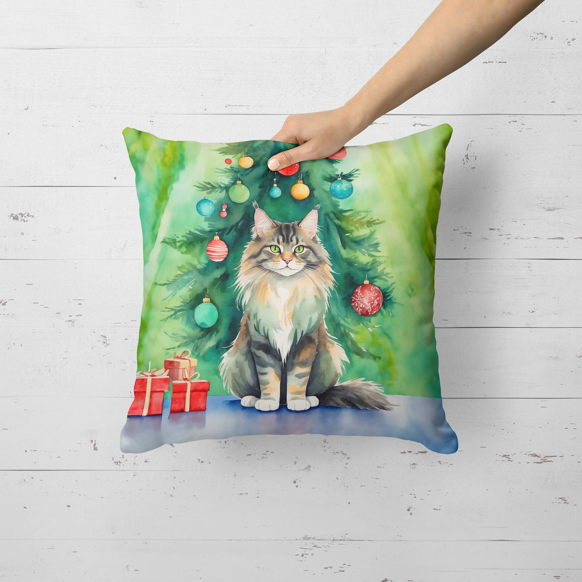 Maine Coon Cat Christmas Throw Pillow - photo 3