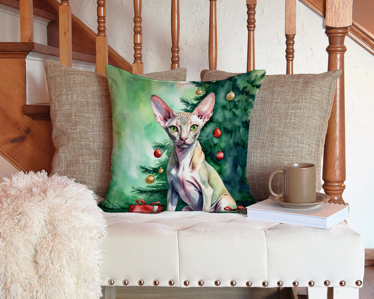 Peterbald Cat Christmas Throw Pillow - photo 3