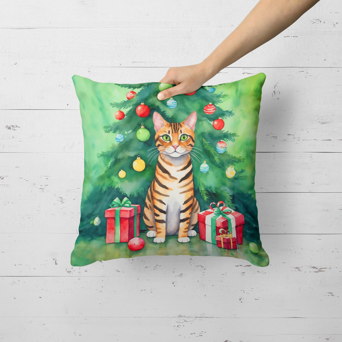 Toyger Cat Christmas Throw Pillow - photo 3