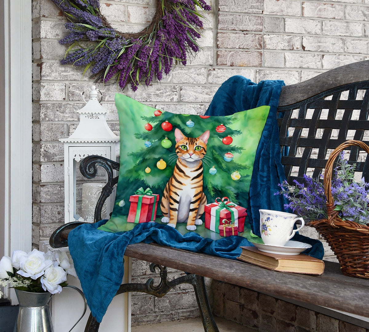 Toyger Cat Christmas Throw Pillow - photo 5