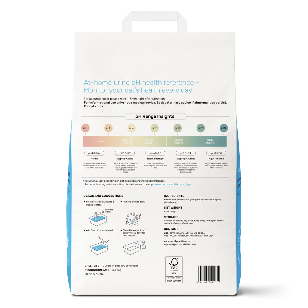 purrify Plant-Based Clumping Cat Litter with Smart pH Indicator