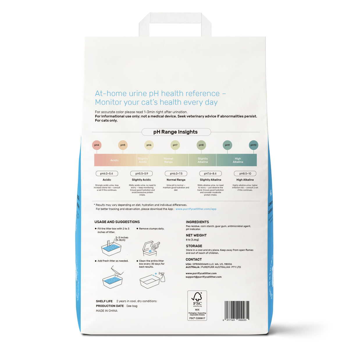purrify Plant-Based Clumping Cat Litter with Smart pH Indicator
