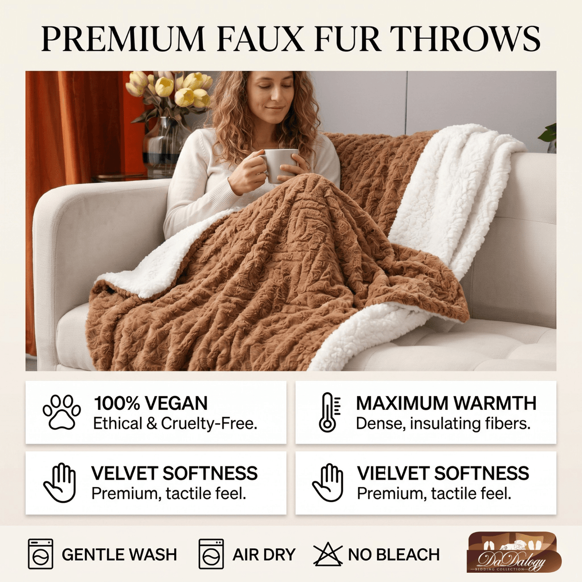 Brown Faux Fur Pet Blanket, Sherpa Throw - photo 4
